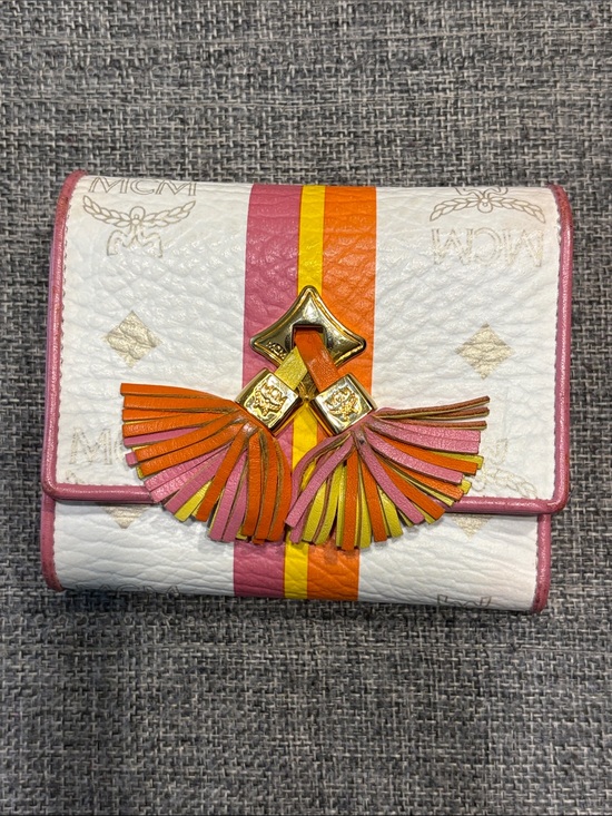 MCM Handbags - MCM White Leather Wallet with Pink, Orange & Yellow Tassels